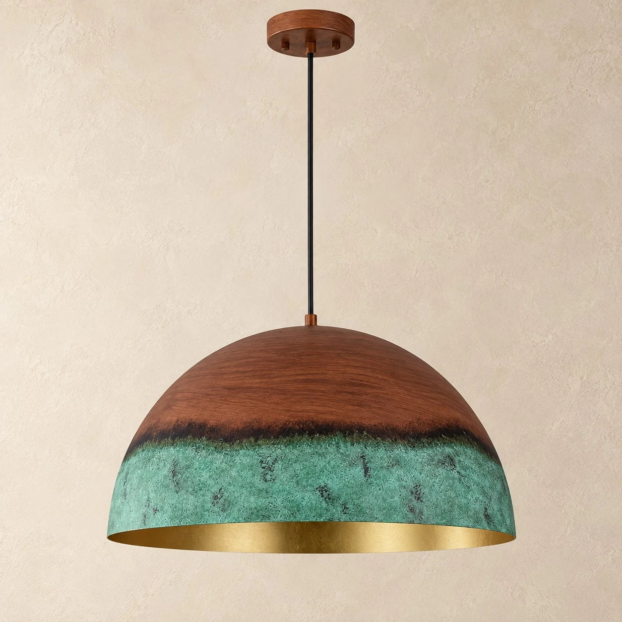 copper patina pendant light