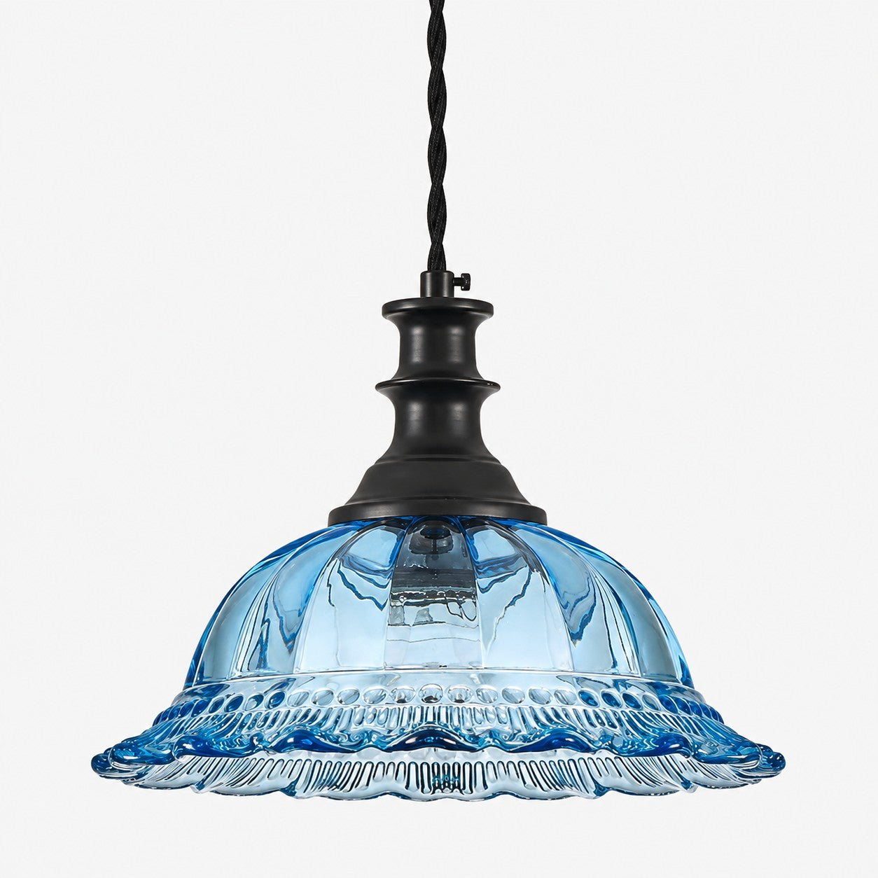 Vintage Fluted Glass Pendant Light for Kitchen & Dining