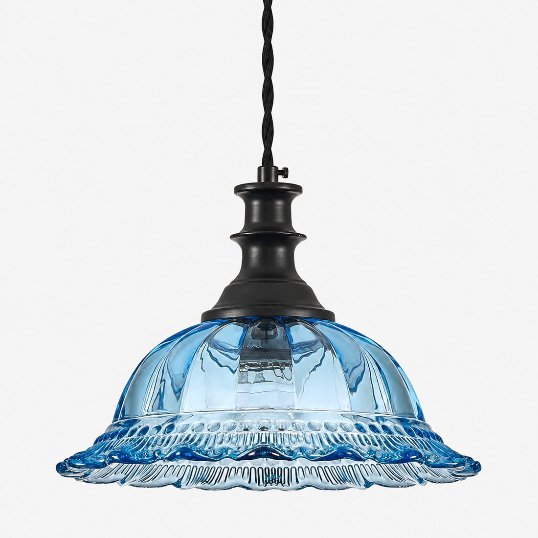 Vintage Fluted Glass Pendant Light for Kitchen & Dining
