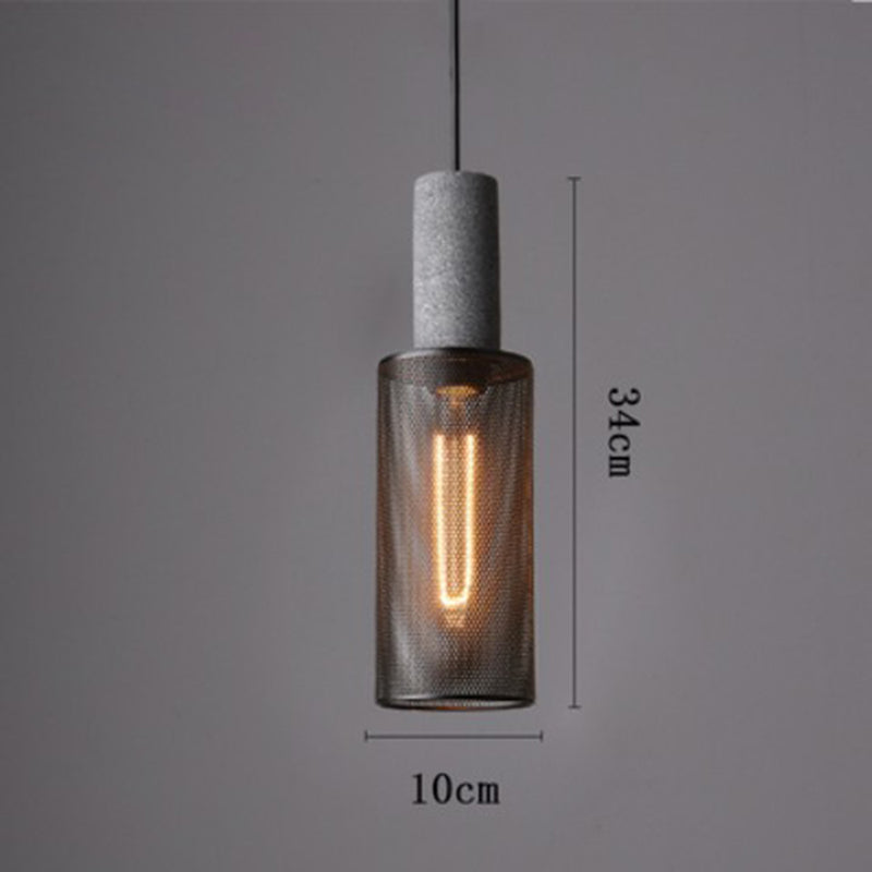Iron Pendant Light - Modern Grey Industrial Hanging Lamp