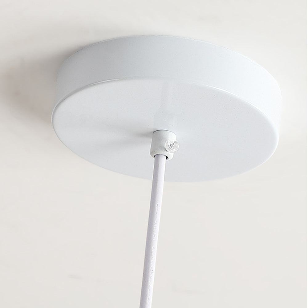Modern Dome Pendant Light - Metal Wood Grain Fixture for Dining Room