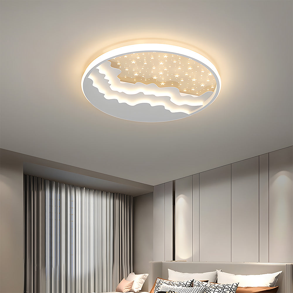 Creative White Iron Ceiling Light - Geometric Iron Fixture for Bedroom