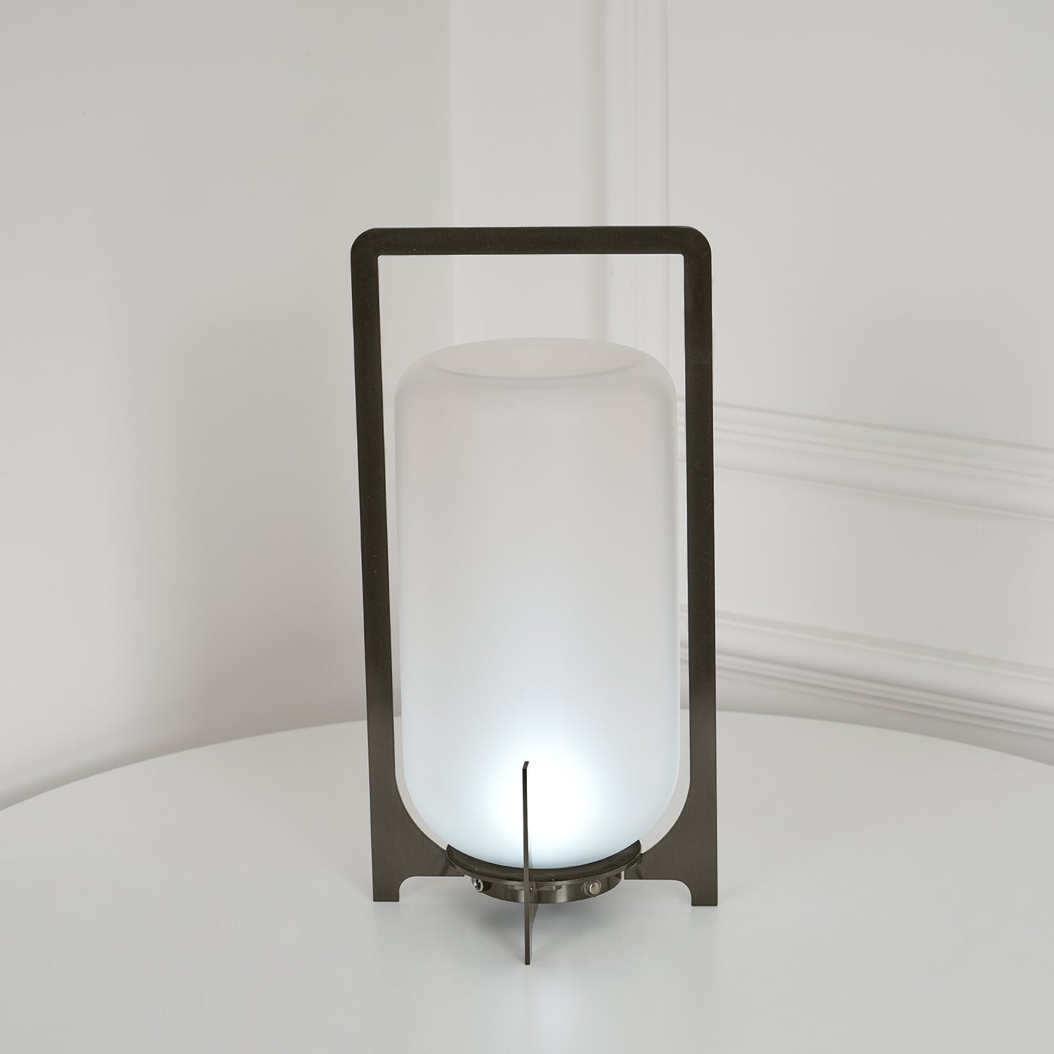 Lantern Table Lamp - Steel Modern Light for Bedroom & Living Room