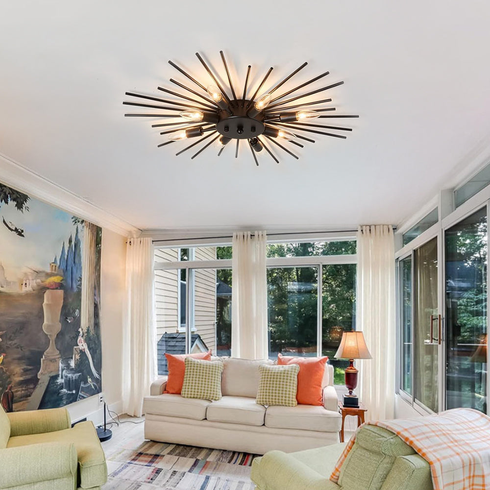 8 Lights Modern Aluminum Ceiling Light – Industrial Living Room Design