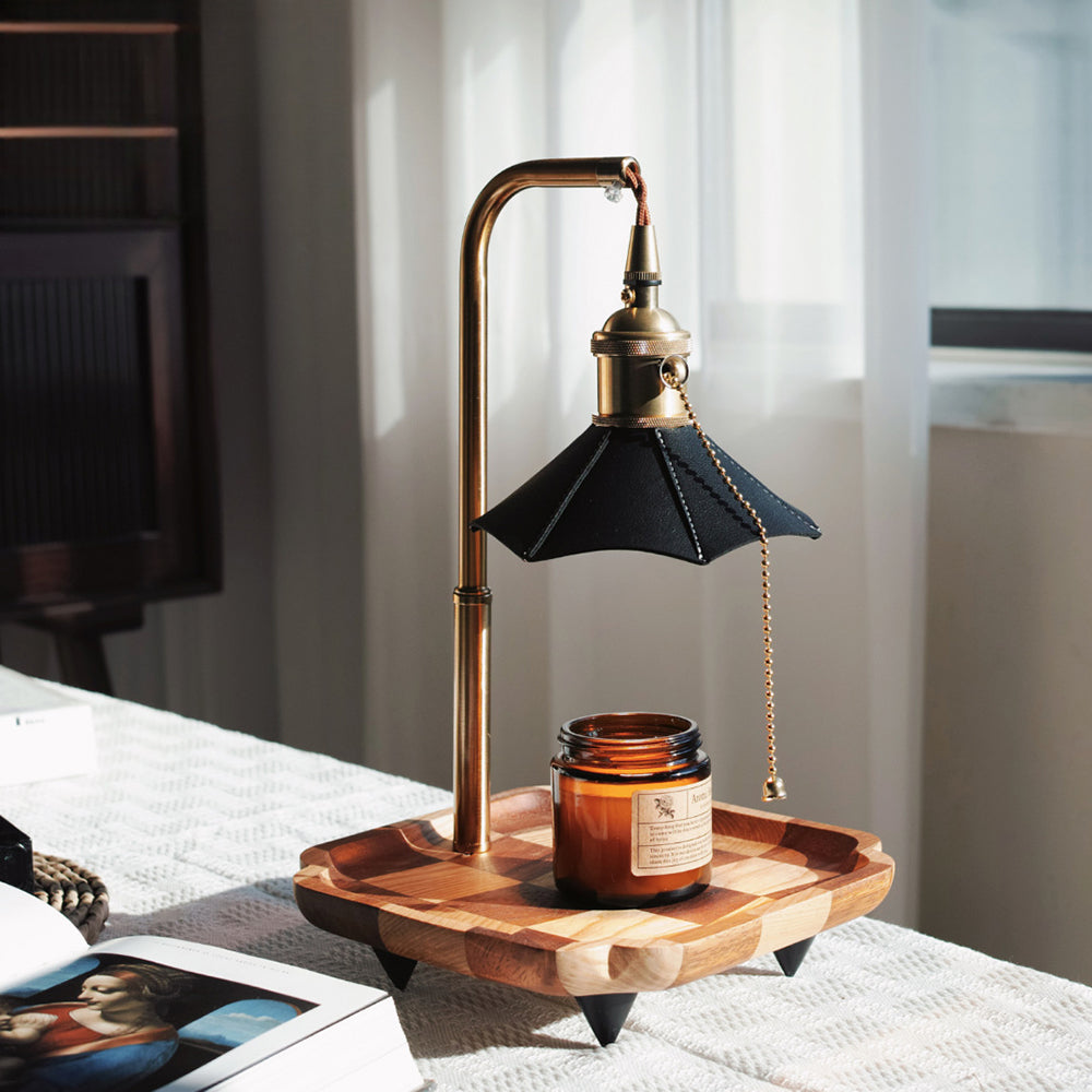 Retro Wood Table Lamp - Aromatherapy Candle Holder with Vintage Charm