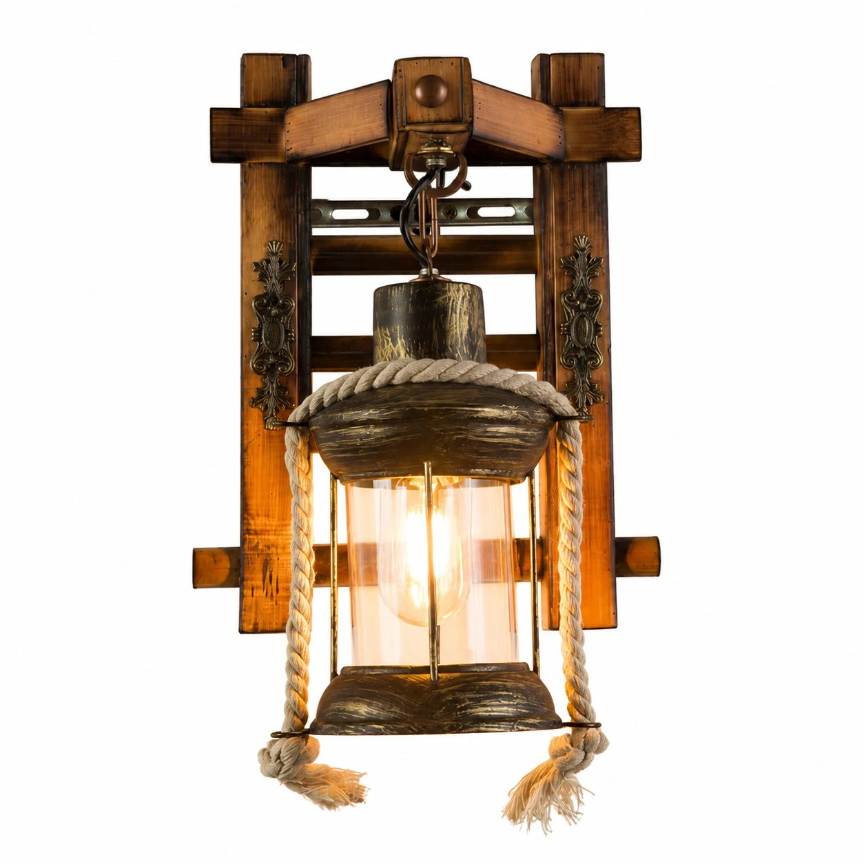 Framed Rope Lantern Sconce