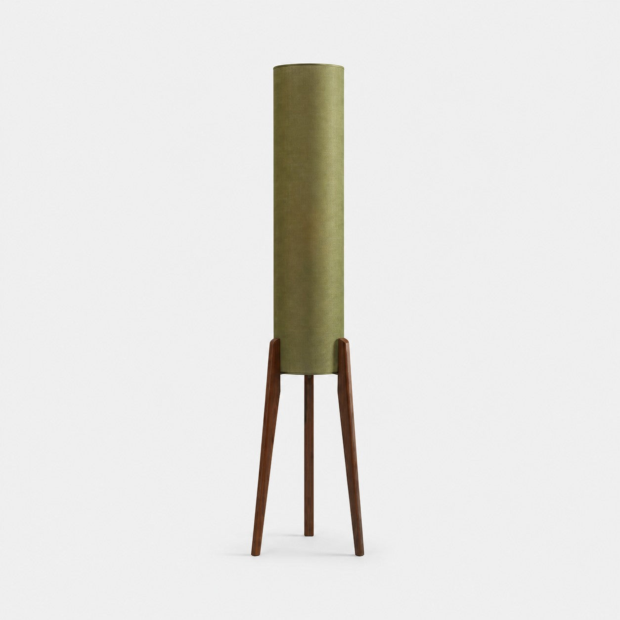 Khaki Green vintage fabric cylinder floor lamp