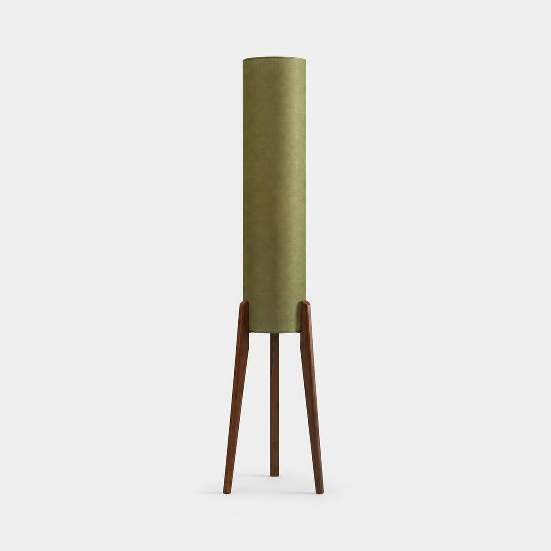 Khaki Green vintage fabric cylinder floor lamp
