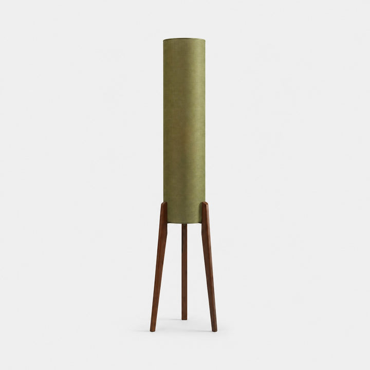 Khaki Green vintage fabric cylinder floor lamp