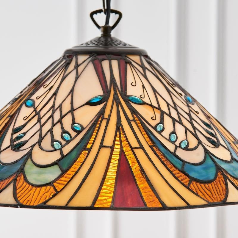 TF Hector Pendant Light – Art Nouveau Stained Glass Decorative Light for Dining or Living Room