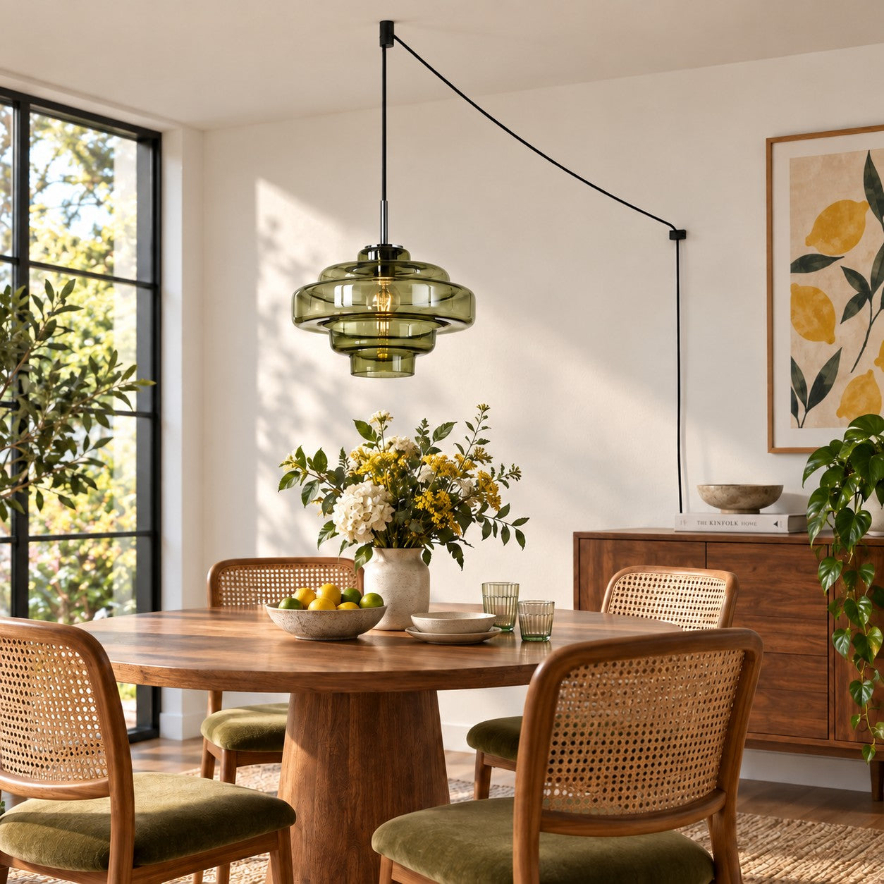 Koloro Millie Glas-Pendelleuchte mit Stecker - Retro-Pendelleuchte in bunten Farben für moderne Innenräume