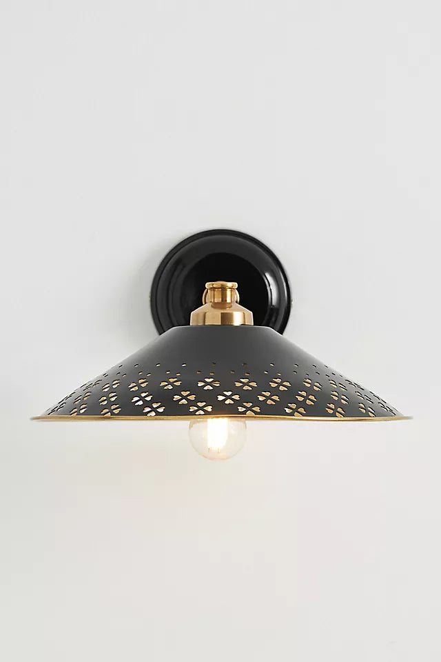 Auriglow Brass Wall Sconce - Perforated Modern Wall Light for Hallway