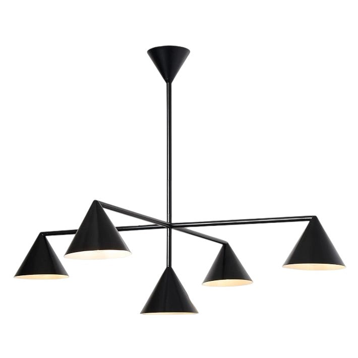 Brivana Modern Metal Chandelier - Black Cone Pendant Lamp for Office