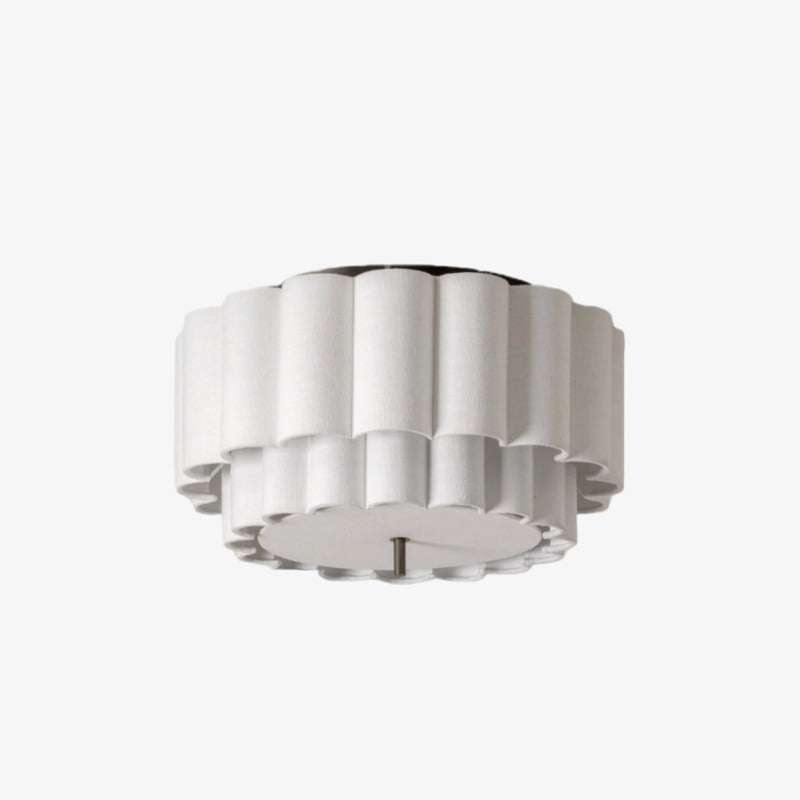 Linbron Flush Lighting – Scalloped Linen Shade and Bronze Finish Modern Ceiling Light for Dining Room