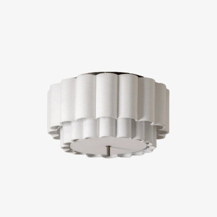 Linbron Flush Lighting – Scalloped Linen Shade and Bronze Finish Modern Ceiling Light for Dining Room