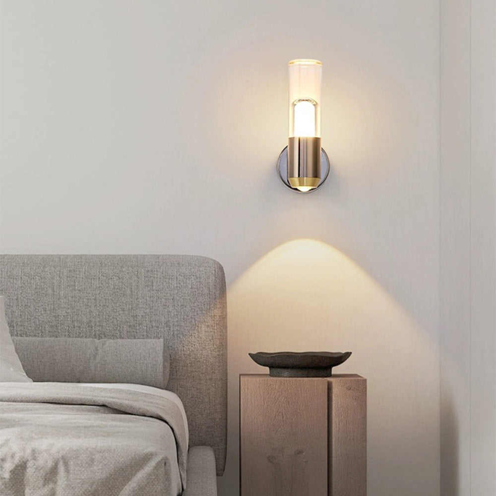Cylinder Glass Sconce - Modern Clear Acrylic Wall Lamp for Entryway