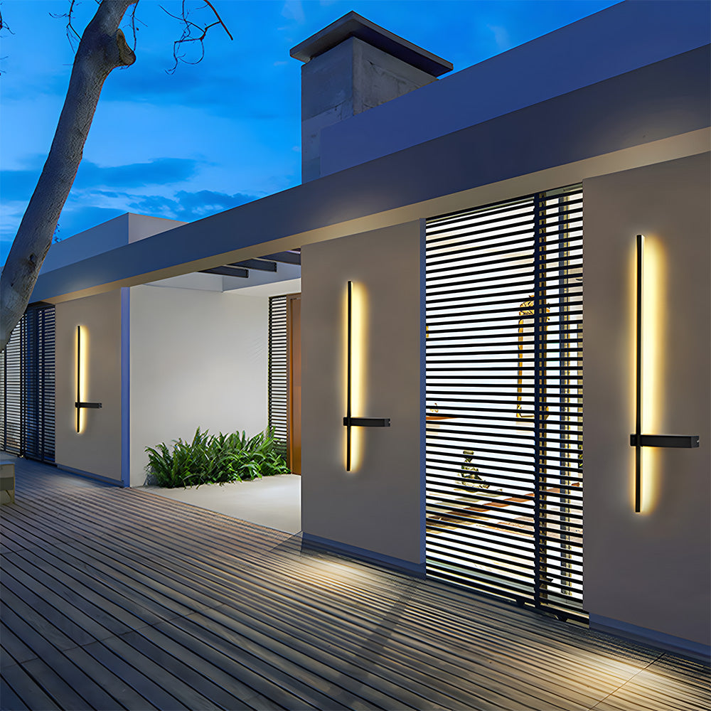 IP54 Outdoor Wall Light - Modern Black LED Strip Lighting