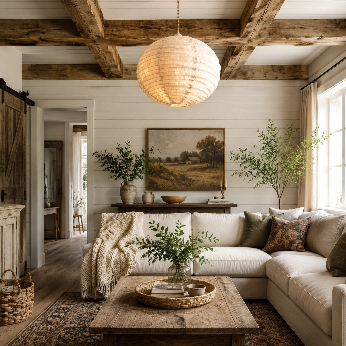 Japanese Minimalist Cotton-Linen Round Pendant Light