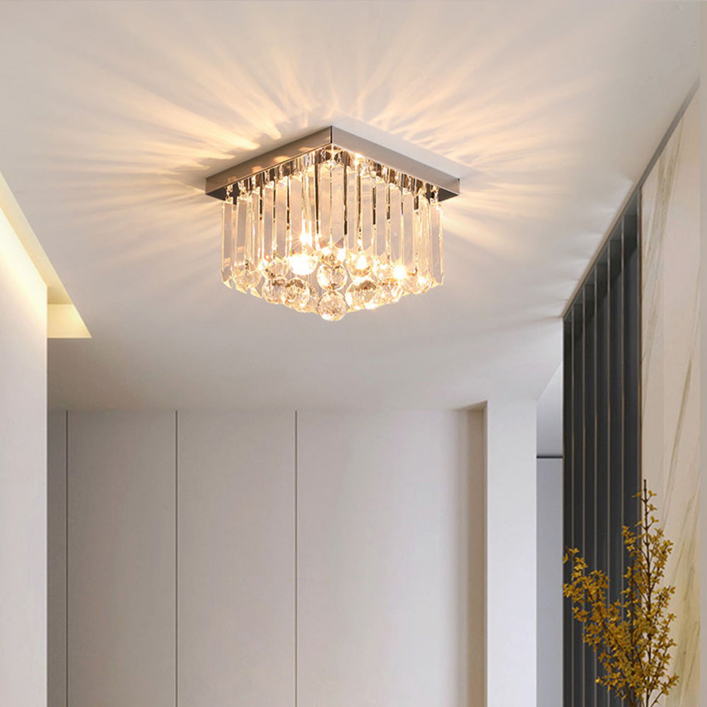 Luxury Crystal Ceiling Light - Modern Square Fixture for Living Room