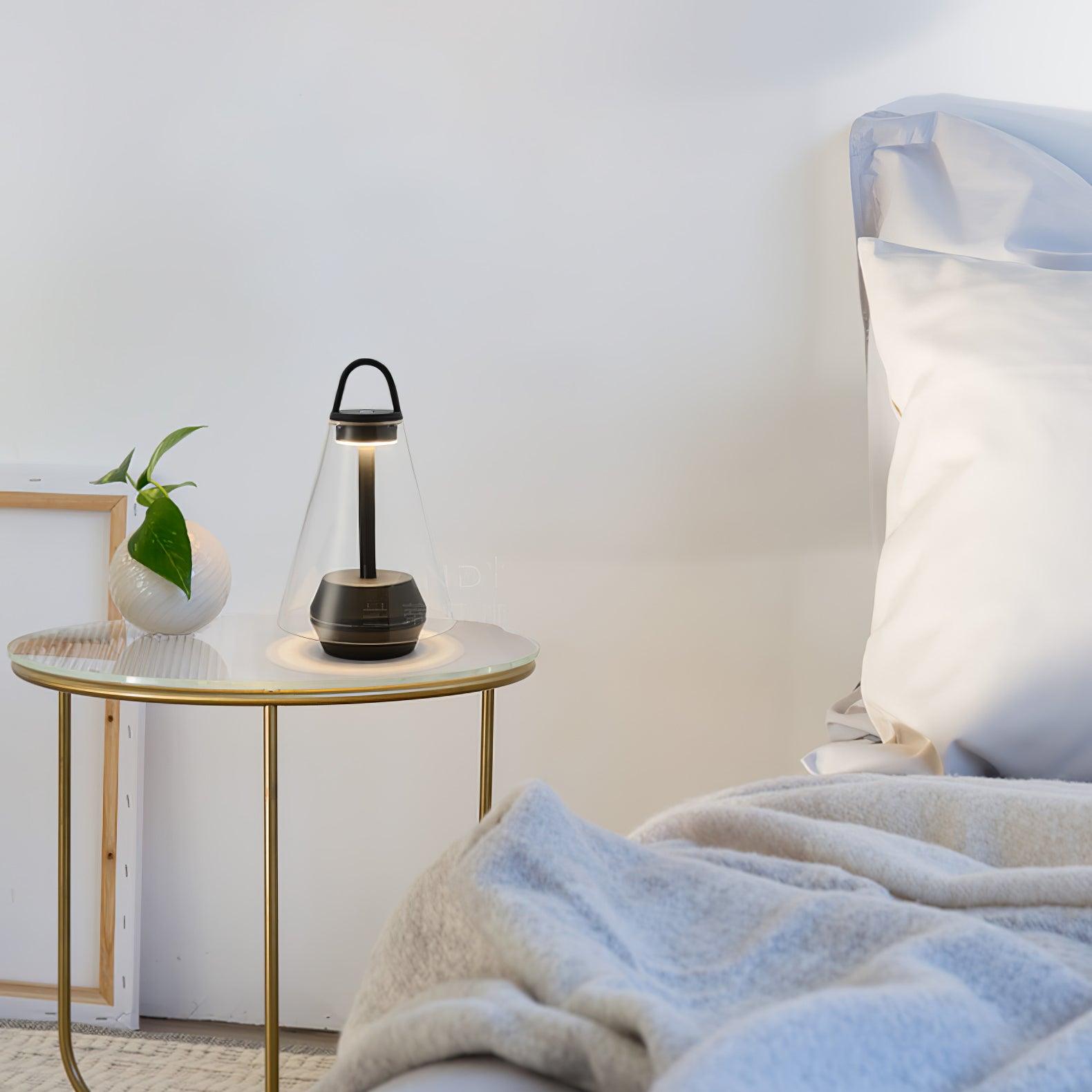 Table Lamp - Rechargeable Glass LED Light for Indoor Use