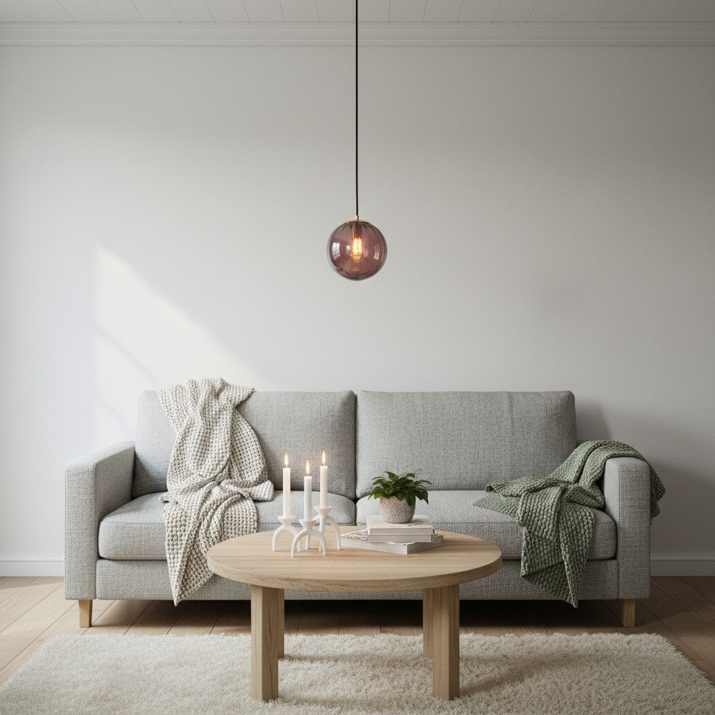 Lunorie Iron Metal Glass Globe Pendant Light – Sculpted Adjustable Pendant for Dining Spaces