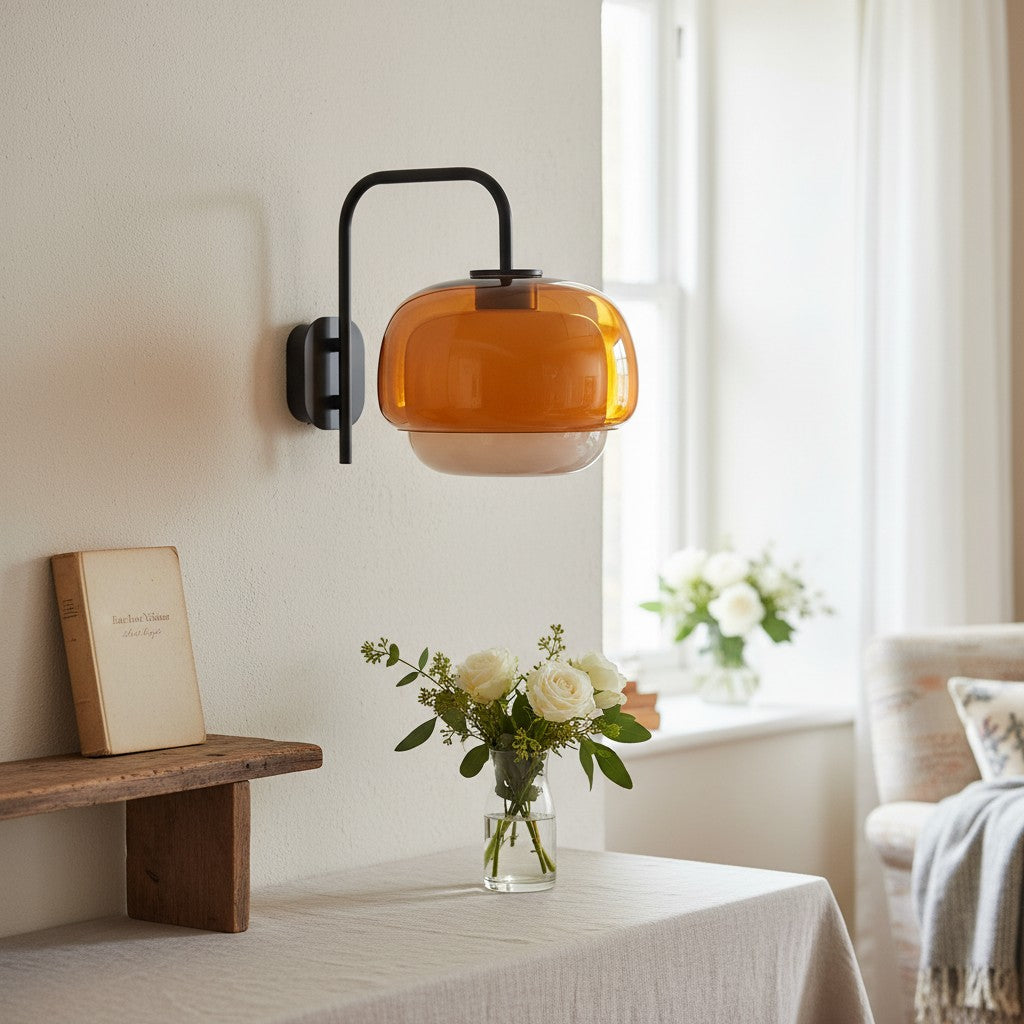 Clinco Farbige moderne Vintage-Glas-Wandlampe – Sanftes Pilz-Glühen