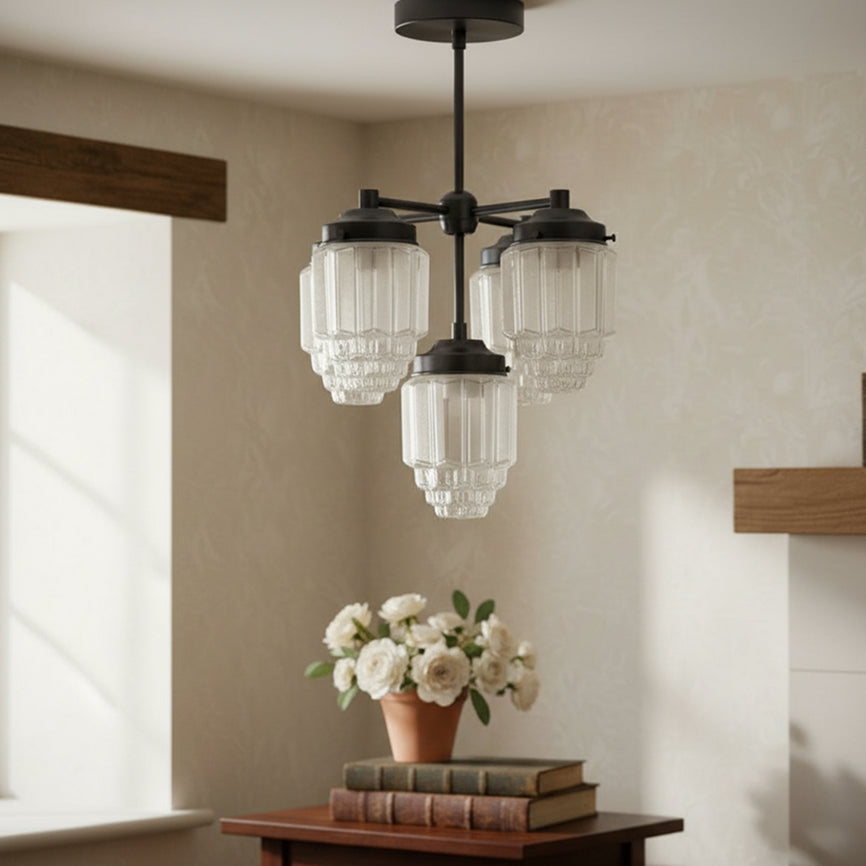 Tierlux Glas-Kronleuchter – Vintage-Leuchte aus Messing