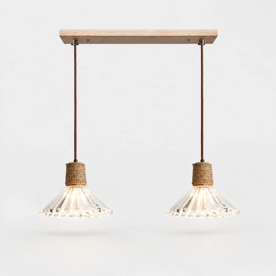 Rustic Woven Rope Glass Pendant Light Collection