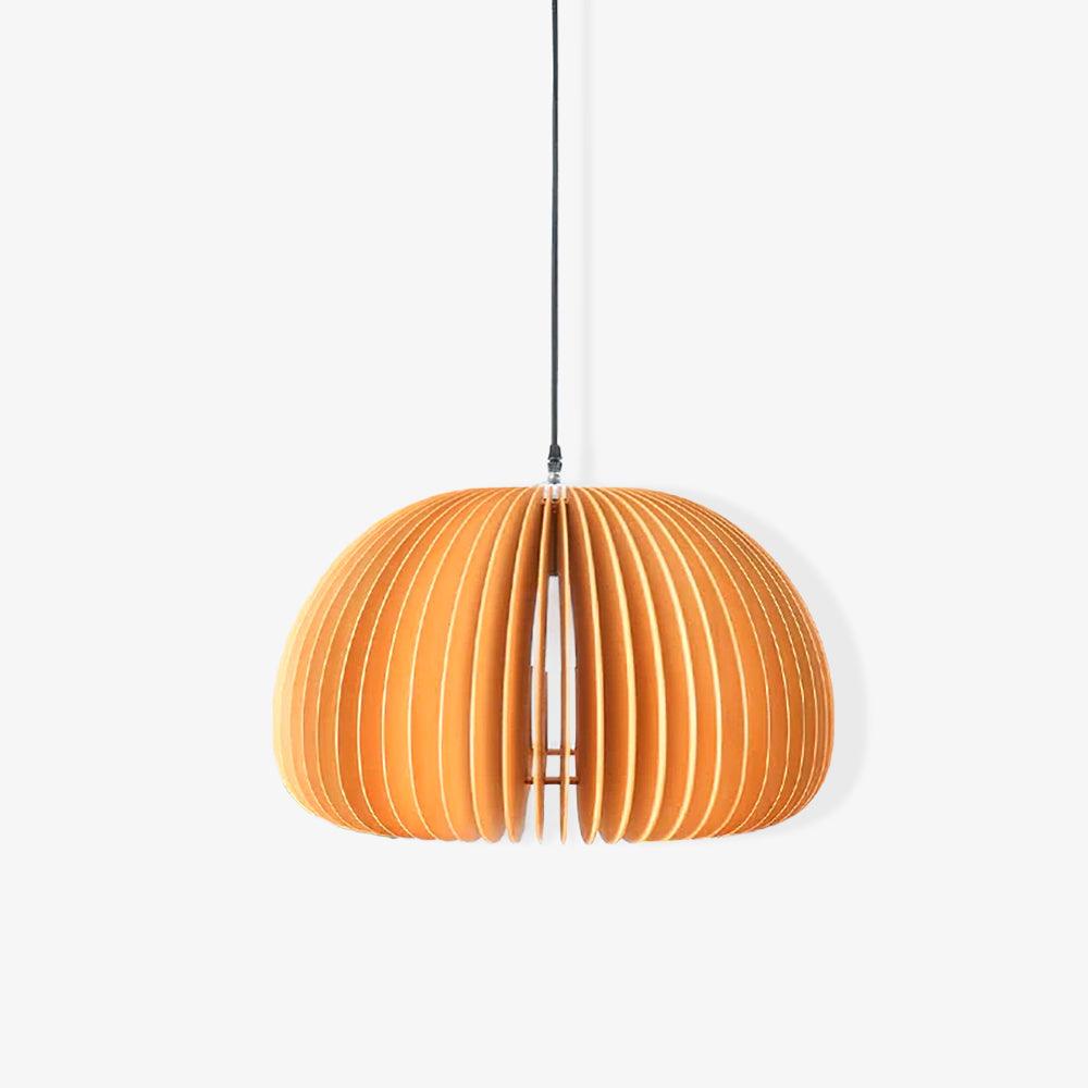 Rounded Wood Slat Swag Pendant Light