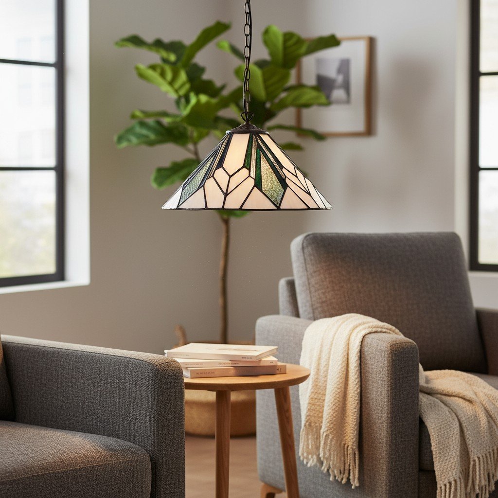 TF Astoria Tiffany Ceiling Pendant – Dimpled Geometric Glass Design for Living Room