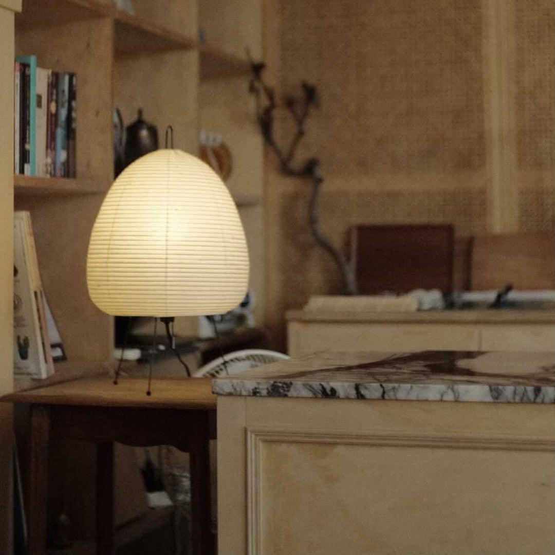 Japanisch inspirierte Papiertischlampe – Maulbeerpapierlampe fürs Schlafzimmer