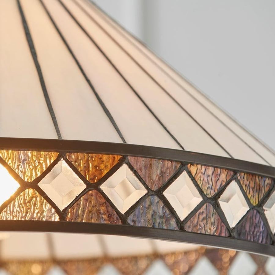 TF Fargo Pendant Light - Tiffany Style Lighting with an Art Deco Shade and Adjustable Chain