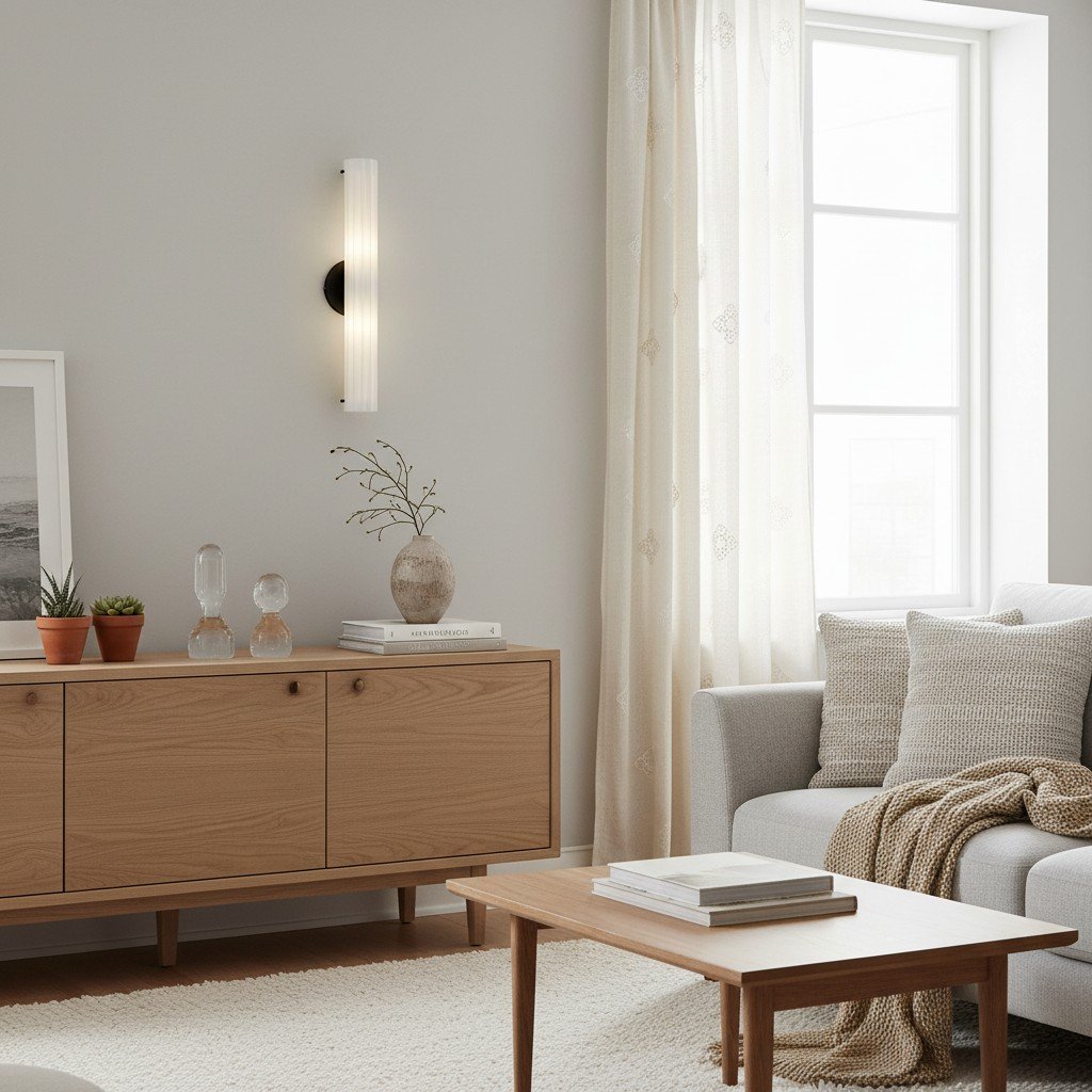 Trenia Stahl-Wandleuchte mit Milchglasschirm – Vertikal geripptes Design