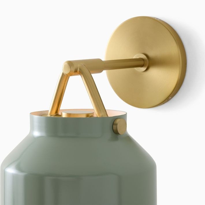 Hanton Brass Damp Rated Sconce - Modern Glass Wall Light for Bathroom