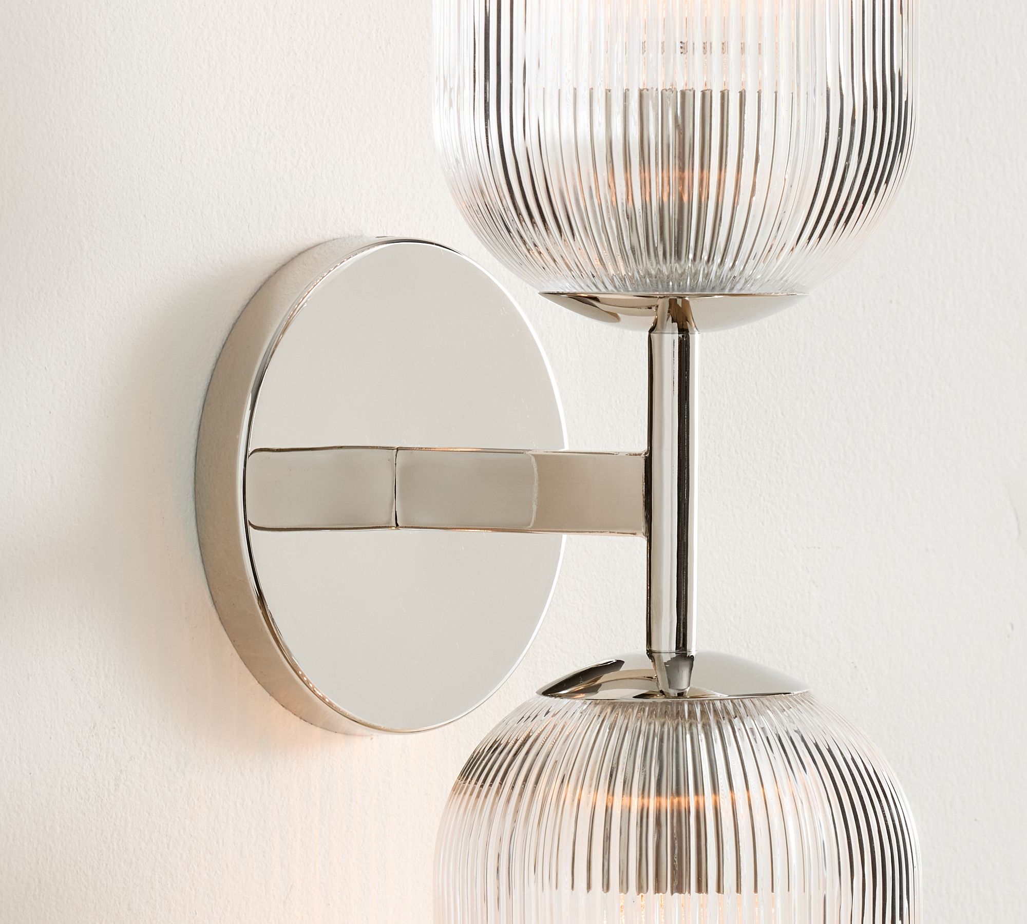 Bravira Ribbed Glass Sconce - Metal Wall Light with Clear Glass Shade