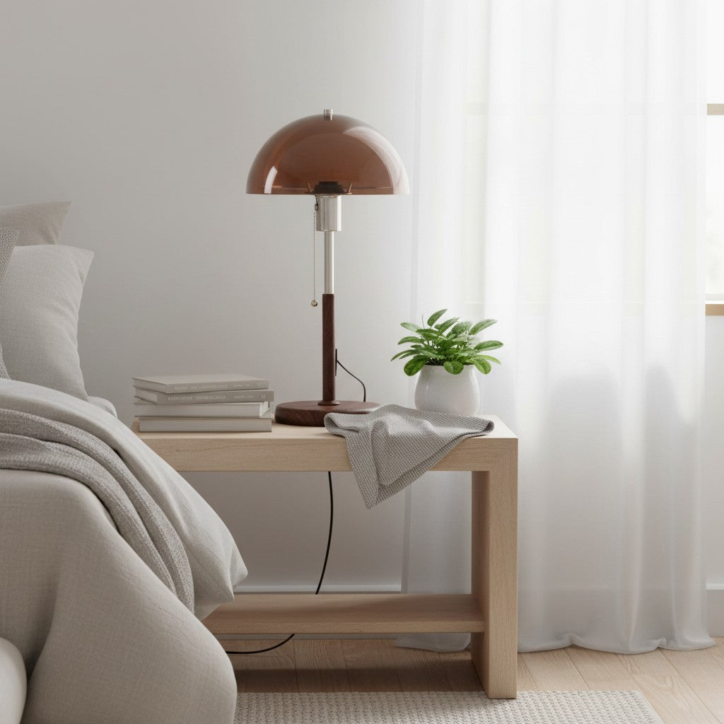 Afterglow Table Lamp Rounded Shade Bedside Accent Table Lamp - Modern Retro Style for Bedroom