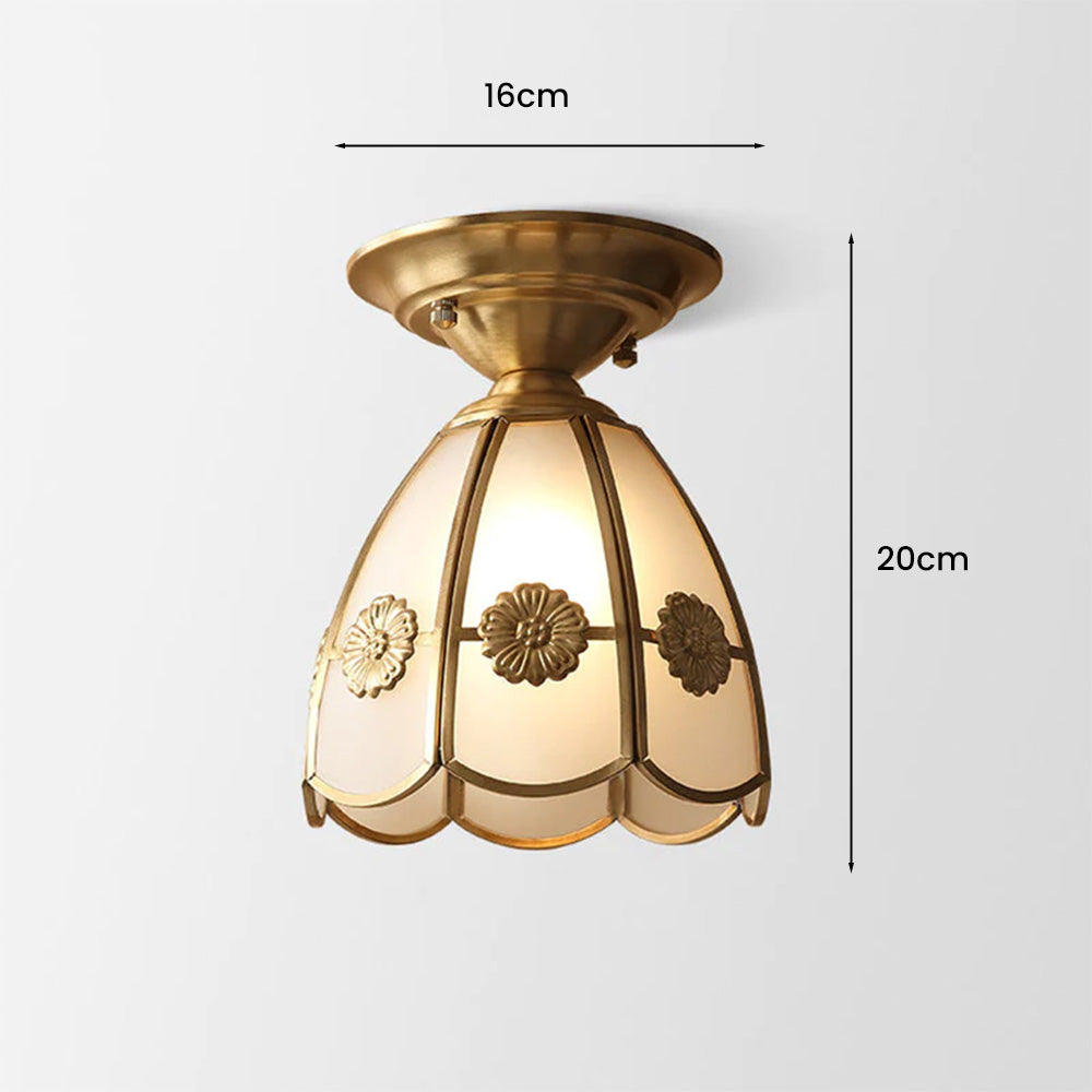 Glass Petal Ceiling Light - Modern Brass Semi Flush Mount for Hallway