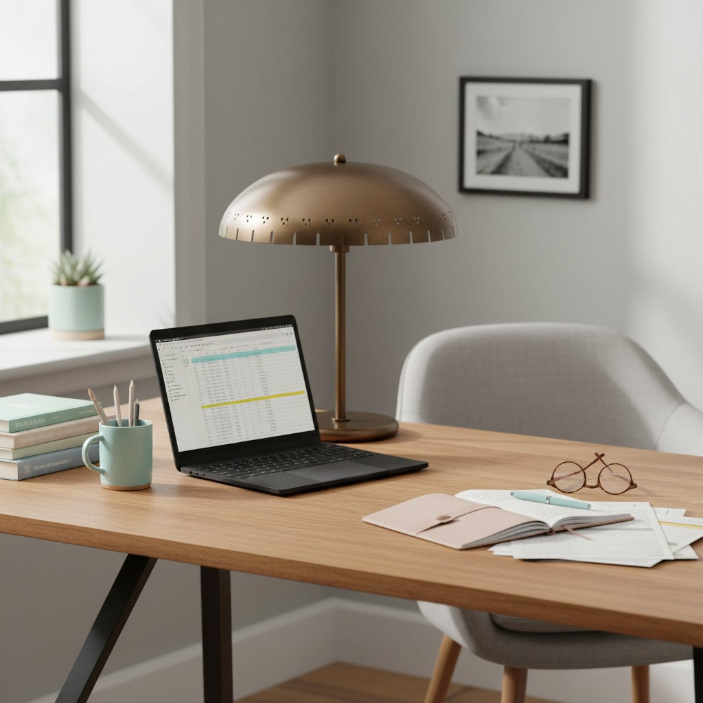 Lustrona Perforated Shade Brass Desk Lamp – Modern Vintage Accent Light