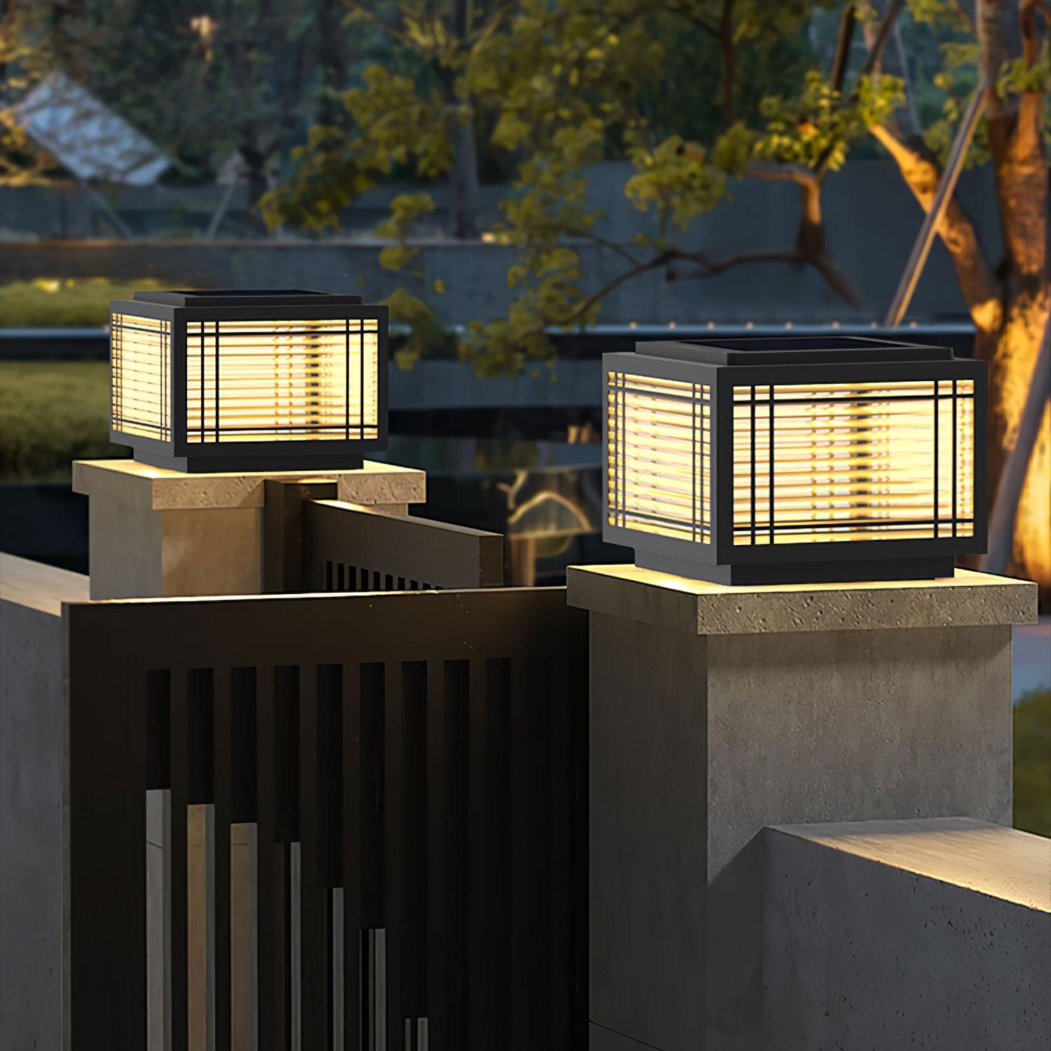 Outdoor Post Light - Solar Stainless Steel Lamp for Deck & Garden Use