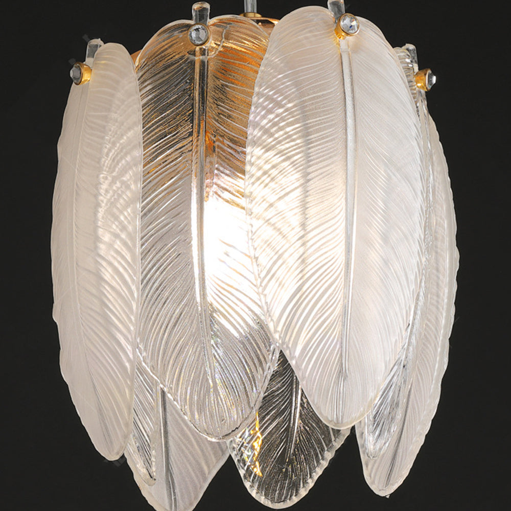 French Feather Pendant Light - Elegant Glass Shade Lighting