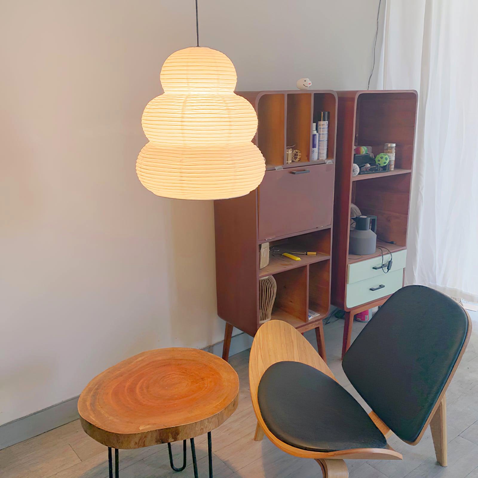 Beige Mulberry Paper Swag Pendant Light