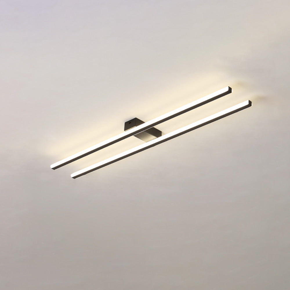 Double Linear Ceiling Light - Industrial Iron LED Lamp for Living Room