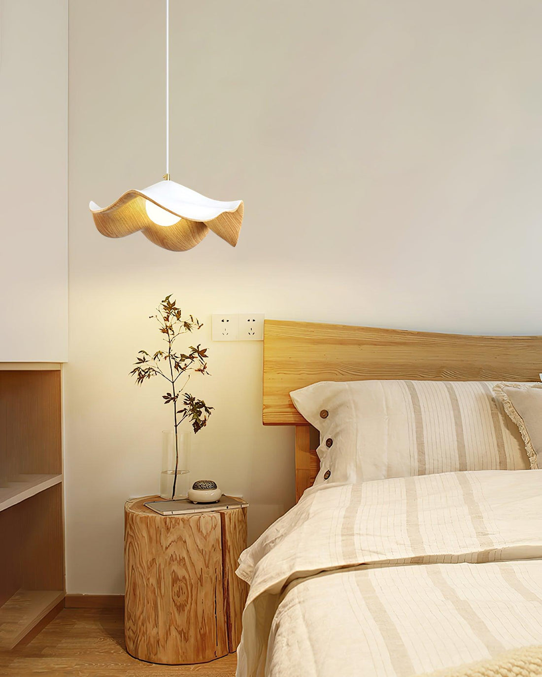 Leaf Vein Glass Plug-In Pendant Lamp