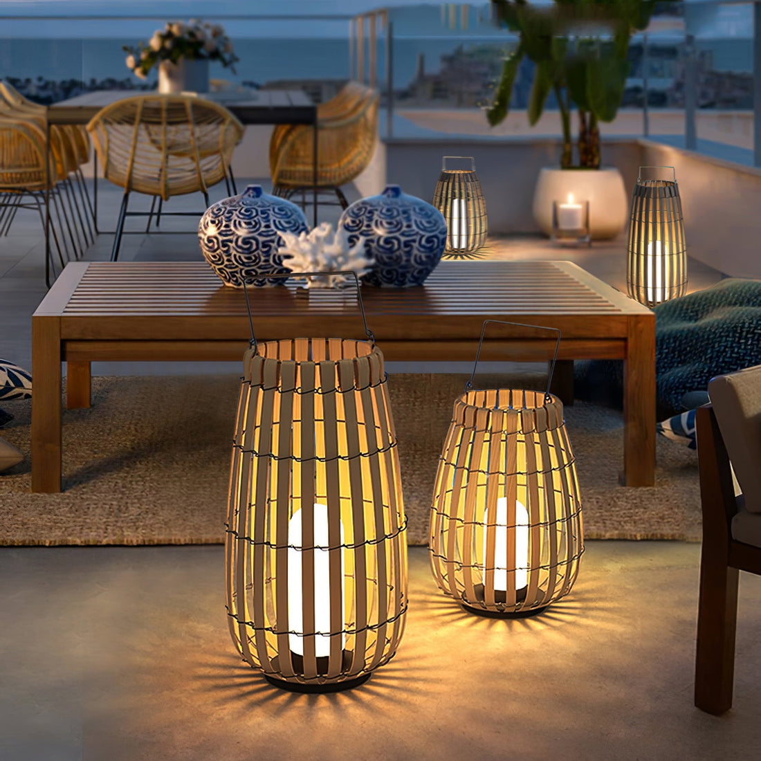 Tropic Braid Outdoor Lamp - Faux-Rattan Metal Waterproof