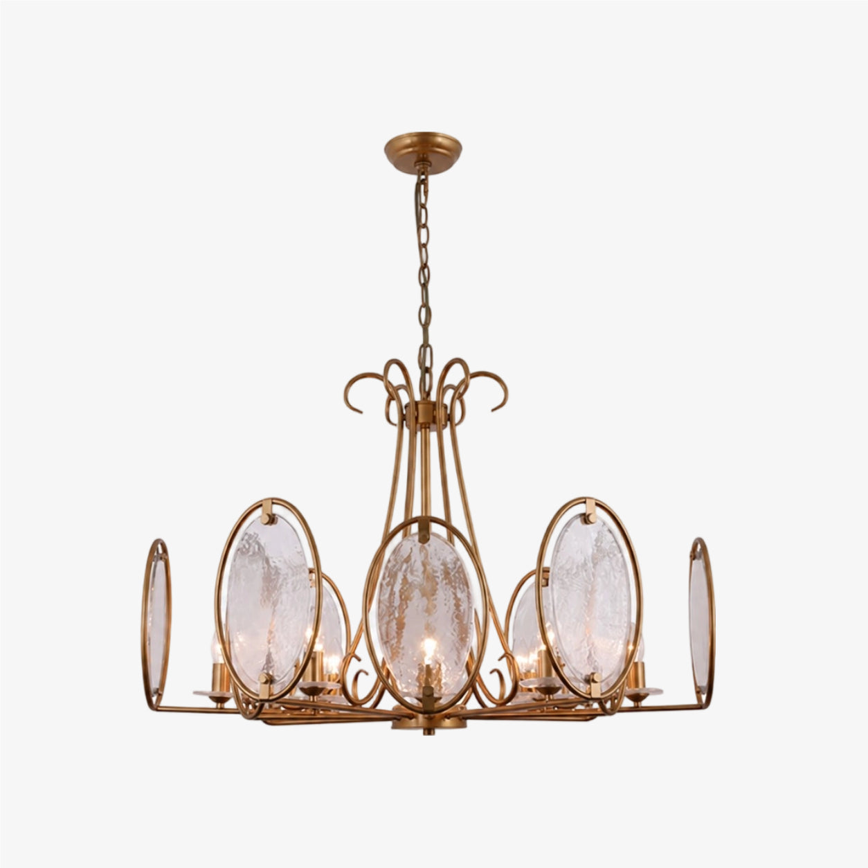 Oval Panel Textured Glass Chandelier