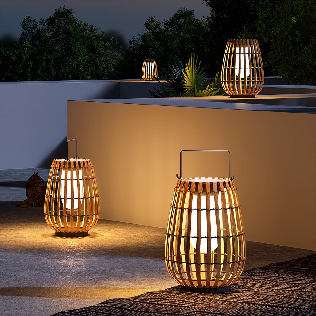 Tropic Braid Outdoor Lamp - Faux-Rattan Metal Waterproof