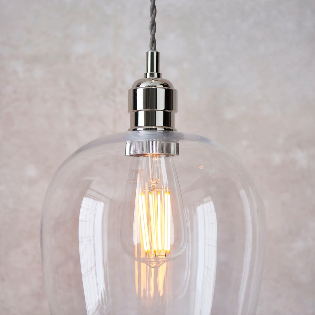 Clarione Height-Adjustable Glass Pendant Light - Classic Art Deco Light