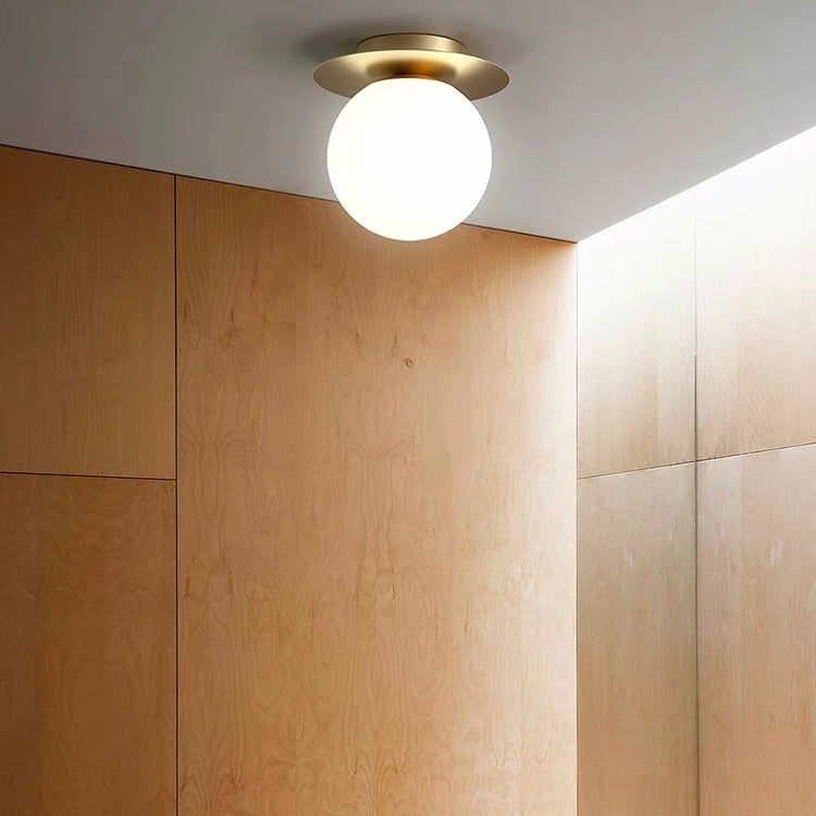 Glass Orb Ceiling Light - Modern Metal Ball Ceiling Lamp for Hallway