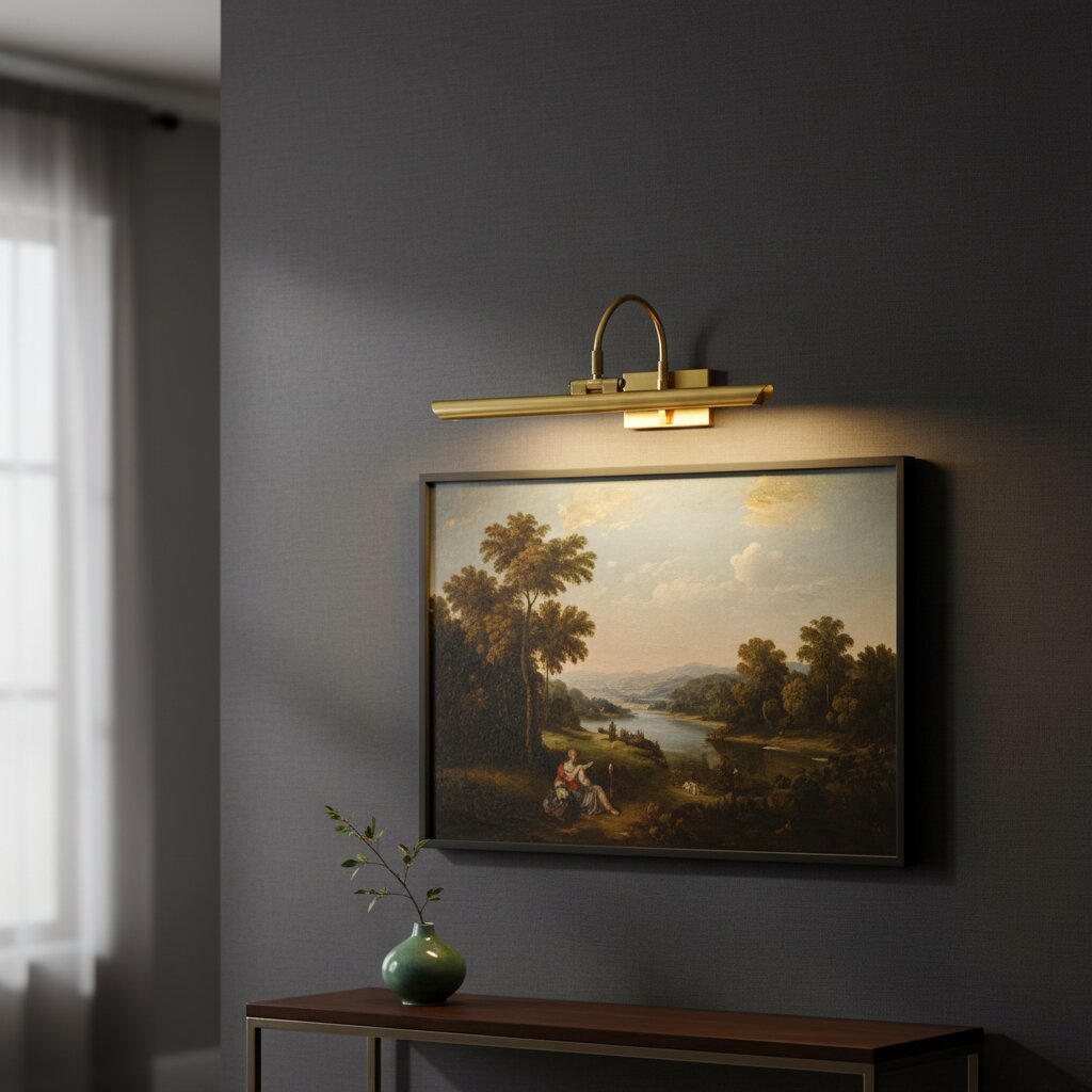 Aurix Picture Light – Slim Shade Artwork Illumination Metal Finish Wall Fixture for Gallery