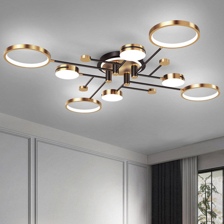 Gold Circle Ceiling Light - Creative LED Living Room Lighting Modern